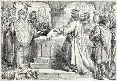 Karl den Stores besök hos påven, illustration från The History of Protestantism av James Aitken Wylie (1808-1890), pub. 1878 av English School