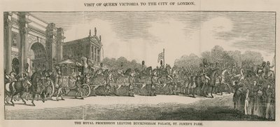Besök av drottning Victoria i City of London och lämnar Buckingham Palace av English School