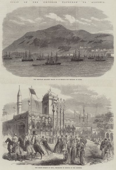 Kejsar Napoleons besök i Algeriet (gravyr) av English School