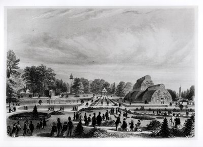 Besökare som tittar på Palm House på Kew Palace, ca 1860-talet av English School