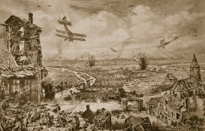 Levande intryck av den fantastiska kampen för Armentieres i april 1918, 1918-19 av English School