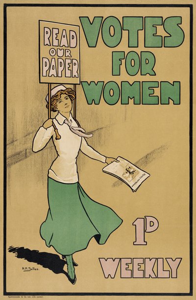 Votes for Women, från The Suffragette, pub.1912 (färglitografi) av English School