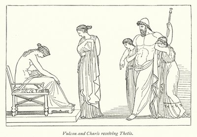 Vulcan och Charis möter Thetis (litho) av English School