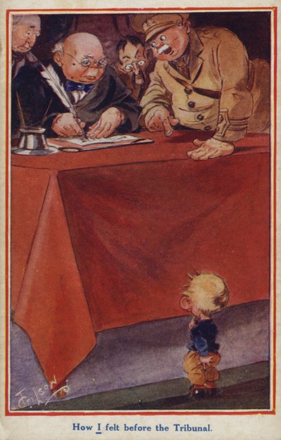 WW1 tecknad propagandavykort av en samvetsvägrare av English School