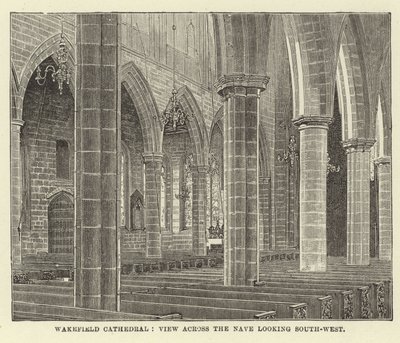 Wakefield Cathedral, utsikt över Nave med sydvästlig utsikt av English School
