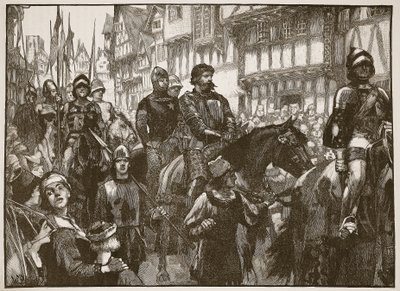 Wallace på väg till Westminster Hall, illustration från Cassells Illustrated History of England (sepiafoto) av English School