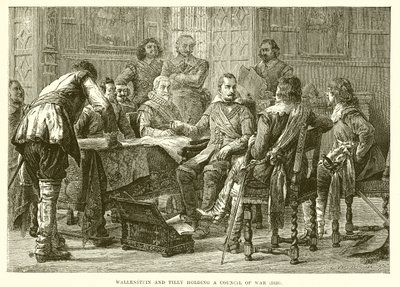 Wallenstein och Tilly håller ett krigsråd (1626) av English School