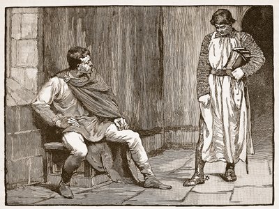 Waltheofs bekännelse, illustration från Cassells Illustrated History of England (sepiafoto) av English School