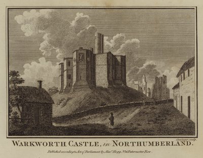 Warkworth Castle, i Northumberland (gravyr) av English School