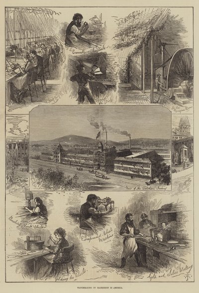 Urtillverkning av Machinery in America (gravyr) av English School