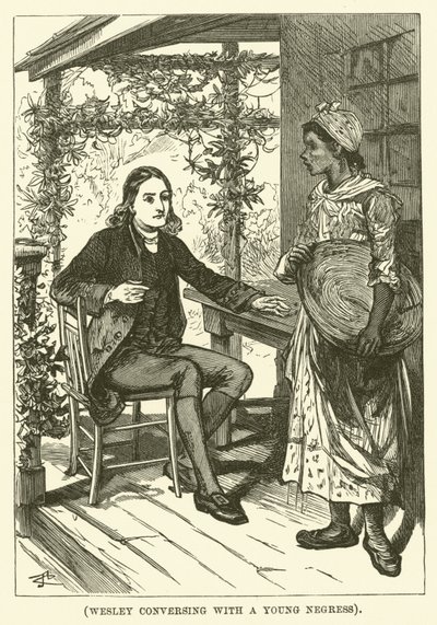 Wesley samtalar med en ung negress (gravyr) av English School