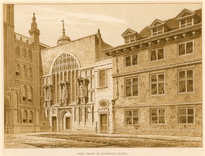 Västra framsidan av Guildhall Chapel, London av English School
