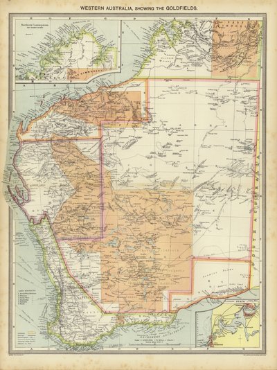 Västra Australien, som visar guldfälten (färg litho) av English School