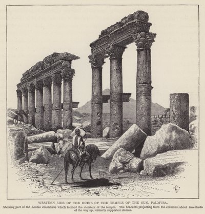 Västra sidan av ruinerna av Soltemplet, Palmyra (gravyr) av English School