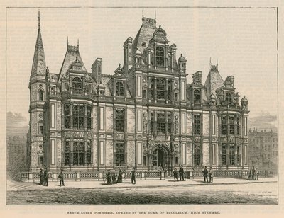 Westminster Town Hall, öppnat av hertigen av Buccleuch, High Steward av English School