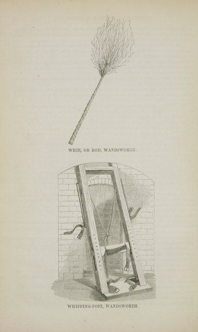 Whip or Rod and Whipping-Post at Wandsworth, från The Criminal Prisons of London and Scenes of Prison Life av Henry Mayhew (1812-87) och John Binny, 1862 av English School
