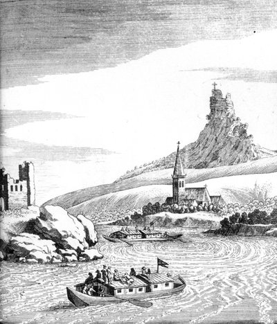 Whirlpool in the Donau, från An Account of Several Travels av Edward Browne, publicerad 1677 av English School