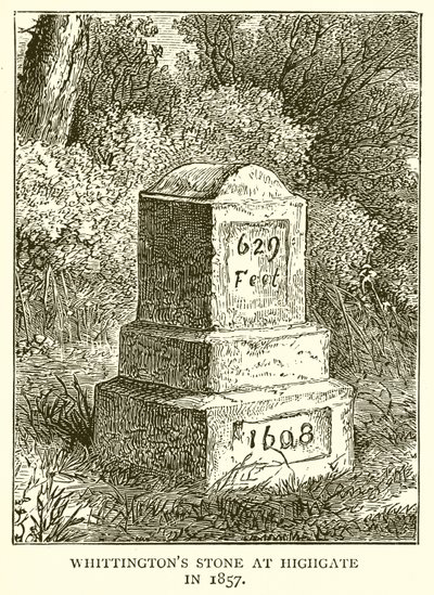 Whittingtons Stone vid Highgate 1857 av English School