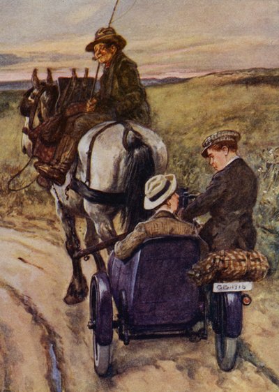 Vem glömde bensinen? (färg litho) av English School