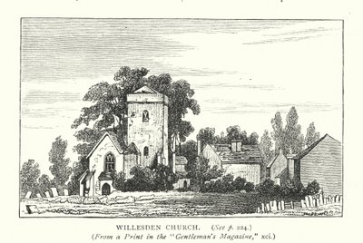 Willesdens kyrka (gravyr) av English School