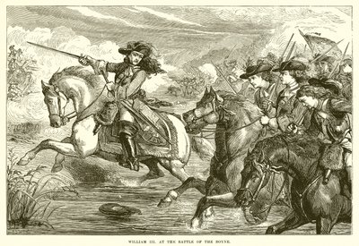 William III i slaget vid Boyne av English School