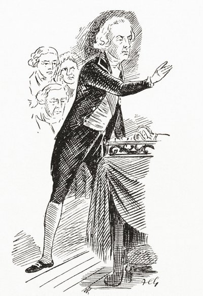 William Pitt den yngre talar till underhuset av English School