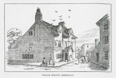 William Roscoes födelseplats (litografi) av English School