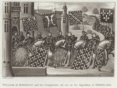 Wilhelm von Hainaut und seine Gefährten brechen zu seiner Expedition nach Friesland auf von English School