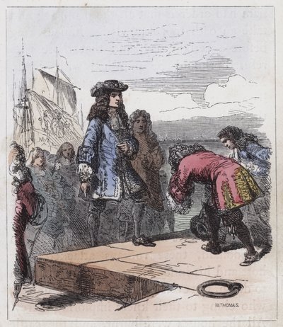 Vilhelm av Orange landar vid Torbay (färgad gravyr) av English School