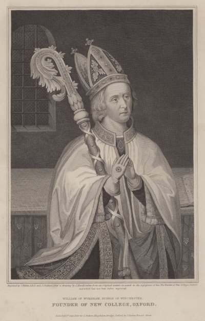 William av Wykeham, biskop av Winchester, grundare av New College, Oxford (gravyr) av English School
