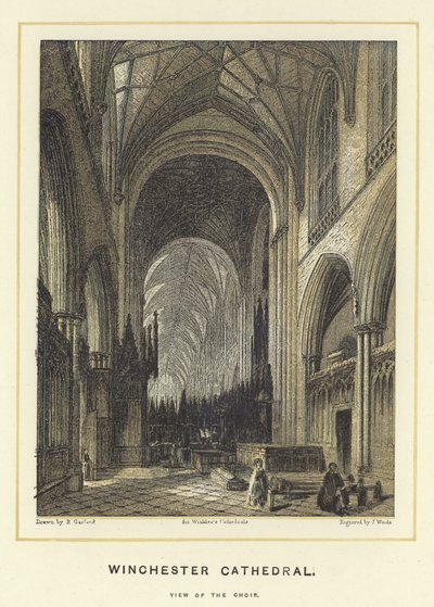 Winchester Cathedral, utsikt över kören av English School