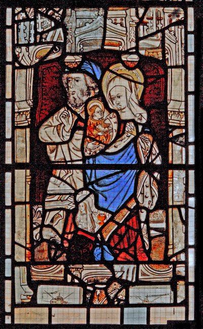 Window Ew föreställande St Mary Salome, Zebedeus med spädbarnet St John av English School