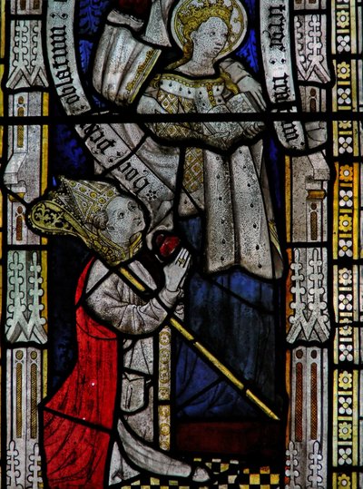 Fenster Ew, einen Stifter - Bischof darstellend von English School