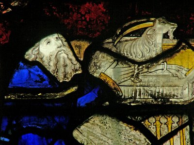 Fönster S3 som visar historien om Noahs ark: Noahs offer av English School