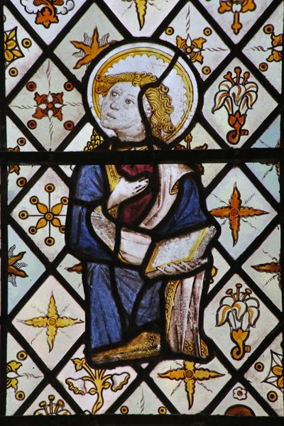 Window St Nectan Chapel Ew föreställande St John från en korsfästelsesscen av English School