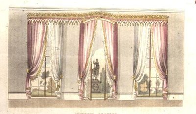 Fönsterdraperi, skylt 114 från Ackermanns Repository of Arts, publicerad 1820 (färg litho) av English School