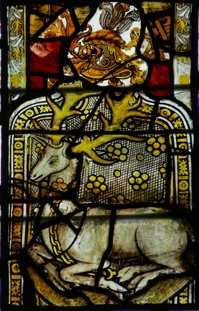 Fenster s-11 mit einem gefesselten Hirsch von English School