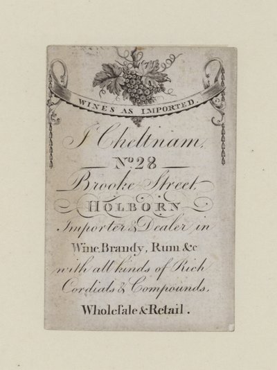 Wine Merchants, IN Cheltenham, handelskort av English School