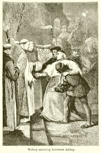 Wolsey går in i Leicester Abbey av English School
