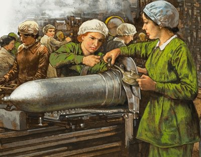 Kvinnor som arbetade i en ammunitionsfabrik under första världskriget av English School