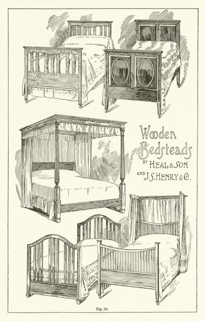 Wooden Bedsteads, av Heal and Son och J S Henry and Company av English School