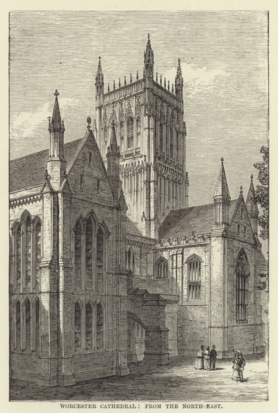 Worcester Cathedral, från nordost av English School