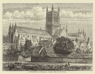 Worcester Cathedral, från sydväst av English School