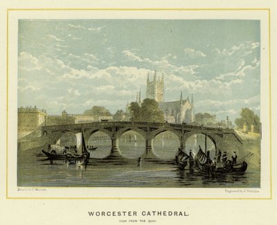 Worcester Cathedral, utsikt från kajen av English School
