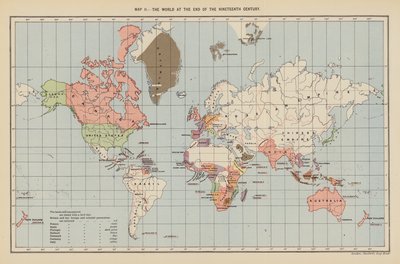 Världen i slutet av artonhundratalet (färglitografi) av English School
