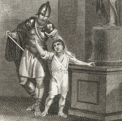Den unge Hannibal svär fiendskap mot romarna (gravyr) av English School