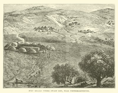 Zulu Kraals under Zwart Kop, nära Pietermaritzburg av English School