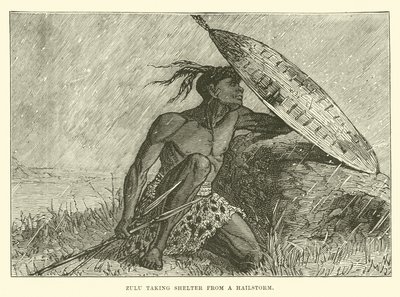 Zulu tar skydd från en hagelstorm av English School