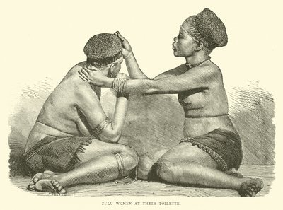 Zulu kvinnor vid deras toalett av English School