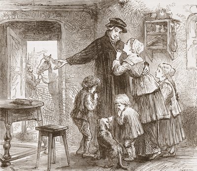 Zwingle avgår för att gå med i armén, illustration från The History of Protestantism av James Aitken Wylie (1808-1890), pub. 1878 av English School